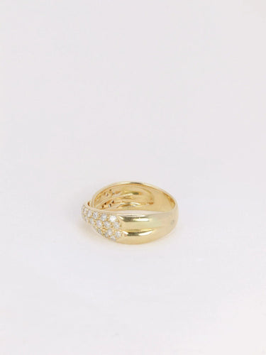 Bague 52 Bague double vintage en or jaune et diamants 58 Facettes J125
