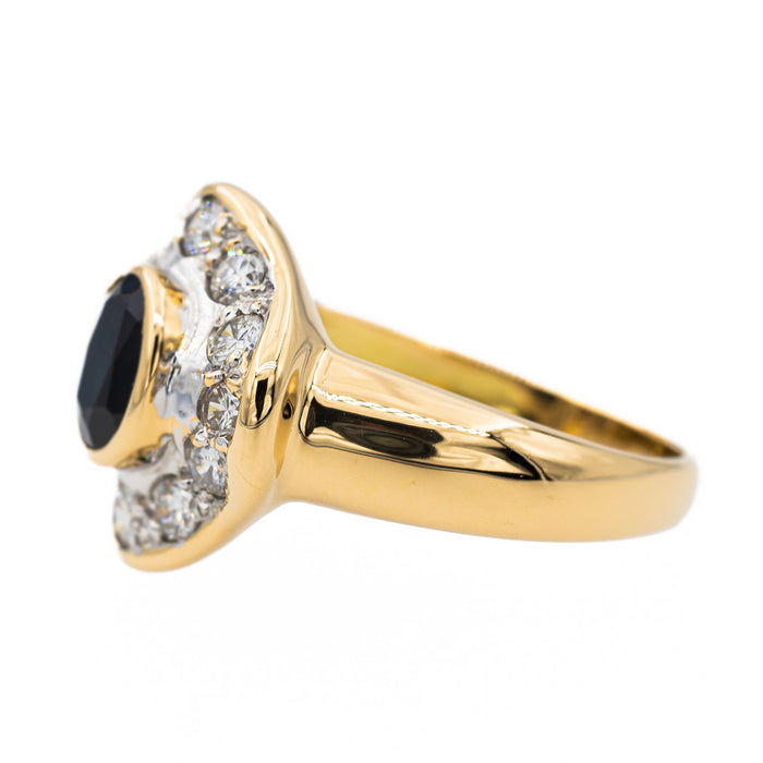 Pompadour-Ring Saphir aus Gelbgold