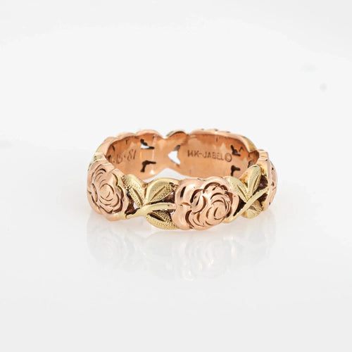 Bague 49 Roses et feuilles bague alliance or rose 58 Facettes G13477