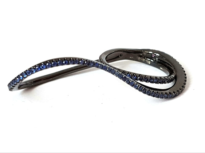 Bague 48 Etername Bague Entrelacs Or noir Saphir 58 Facettes 06230CD