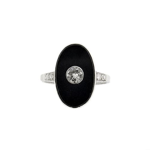 Bague Art Déco avec onyx et diamants