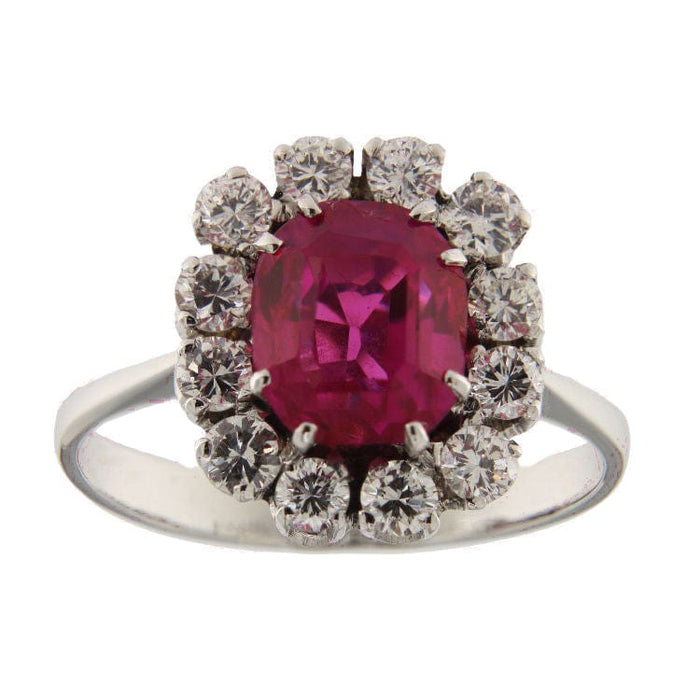 Bague 53.5 Bague rubis et diamants en or blanc 3,10 ct 58 Facettes G3673