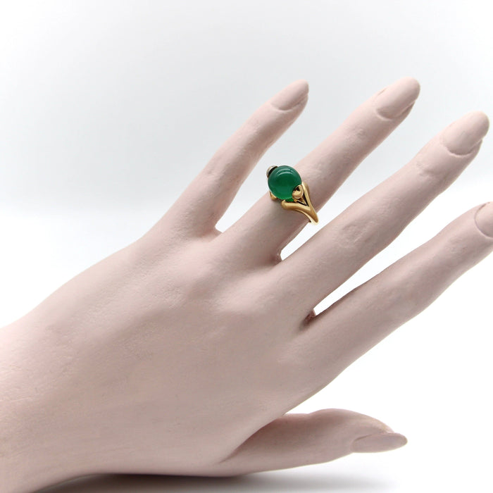 Bague Vintage Marina B 18K Gold Chalcedony Orb Ring 58 Facettes