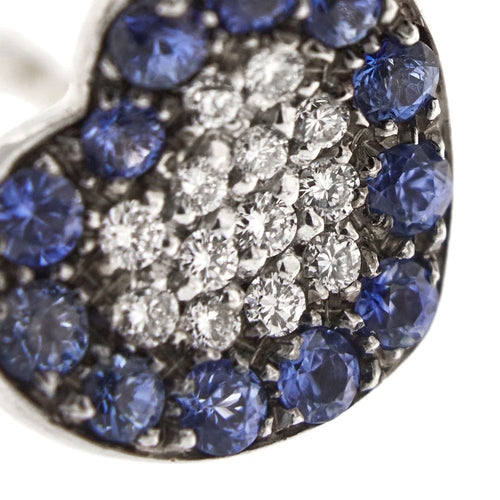 钻石和蓝宝石心形耳环