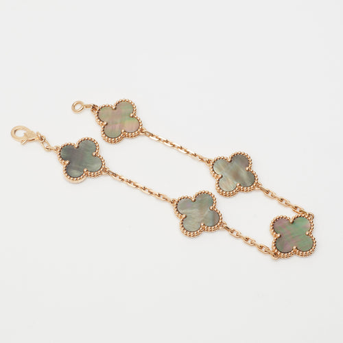Bracelet Bracelet Van Cleef & Arpels Special Order Vintage Alhambra 5 motifs nacre grise en or rose 58 Facettes