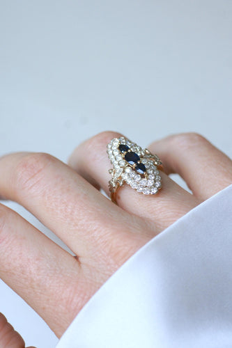 Bague 53 Bague Marquise Saphirs et Diamants Or Jaune 58 Facettes