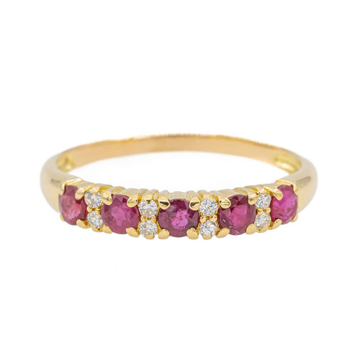 Bague 59 Bague Demi alliance Or jaune Rubis 58 Facettes 3090579CN