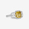 Bague Bague en diamant émeraude carrée jaune olive intense de 2,55 carats HRD 58 Facettes R517