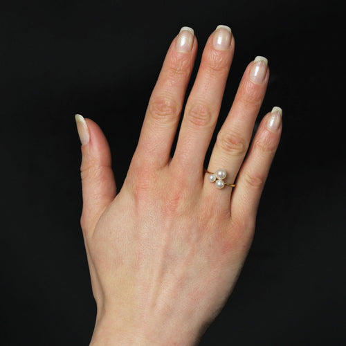 Bague 51 Bague trio perles de culture or jaune 58 Facettes 24-337C