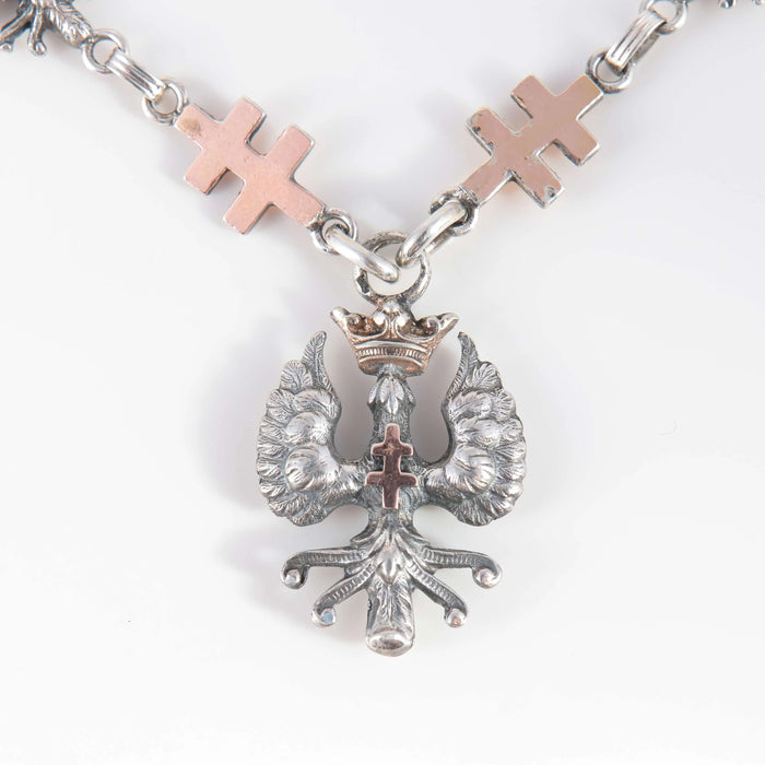 Collier Collier Aigle couronné Argent et Vermeil 58 Facettes 1