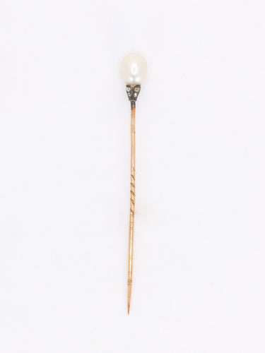 Broche Epingle or jaune perle fine diamants 58 Facettes 1115.5