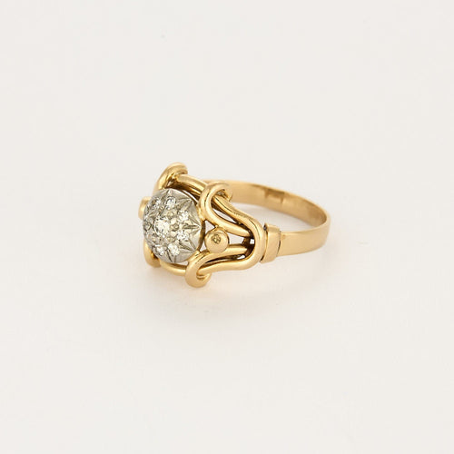 Bague 53 Bague en or jaune 18K et de platine 58 Facettes CLA0593