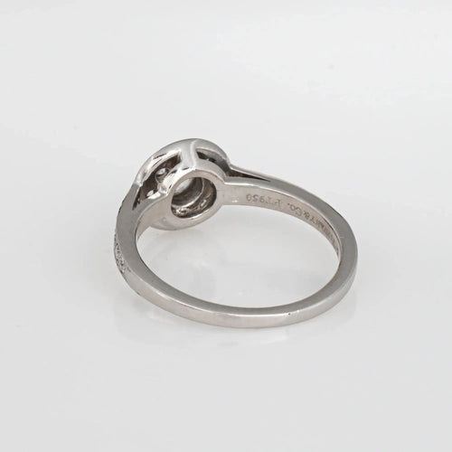 Bague 50.5 Bague de fiançailles ronde en platine avec halo de diamants Tiffany & Co 58 Facettes G13747