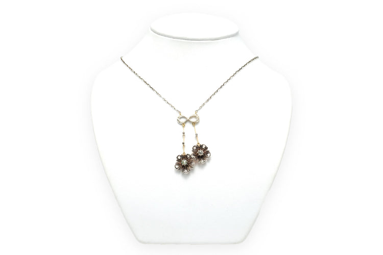 Collier Collier Art Nouveau or jaune, argent et diamants taille rose 58 Facettes 21861