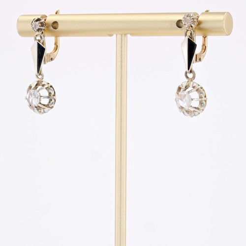 Boucles d'oreilles Dormeuses anciennes diamants taillés en rose 58 Facettes 25-098