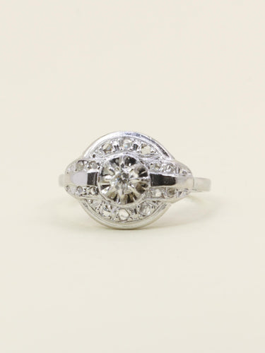 Bague 53 Bague Art Déco cible or blanc platine diamants 58 Facettes 1192.4