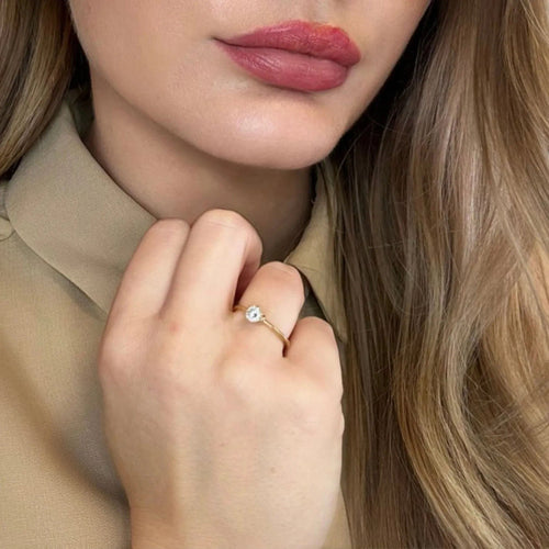 Bague 56 Solitaire Or jaune et diamant 58 Facettes 70-GS38381-2