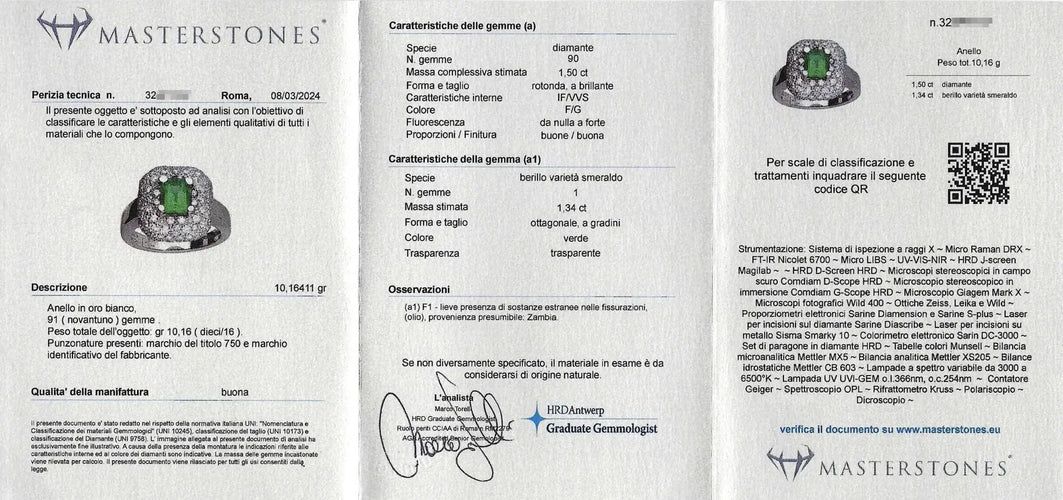 Bague Bague en or blanc avec émeraude et diamants 58 Facettes