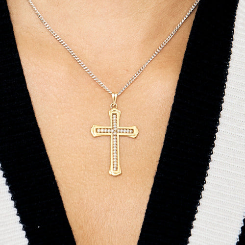 Pendentif Pendentif croix or jaune et perles 58 Facettes RAM28448