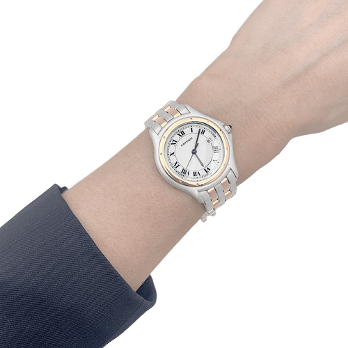 Montre Montre Cartier "Panthère Cougar" en or jaune et acier. 58 Facettes 34090