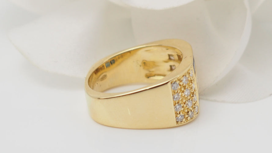 Bague 54.5 Bague en or jaune, diamants et saphirs 58 Facettes 32502
