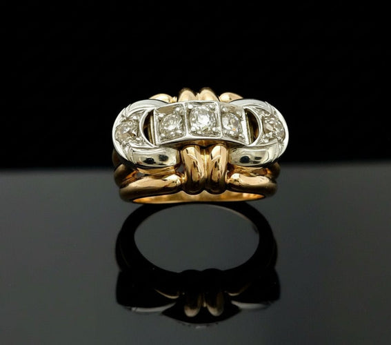 Bague Anello a Fascia con Diamanti in Stile Art Déco 58 Facettes