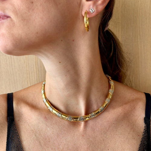 Bracelet Bracelet manchette Bulgari Parentesi en or et acier 58 Facettes