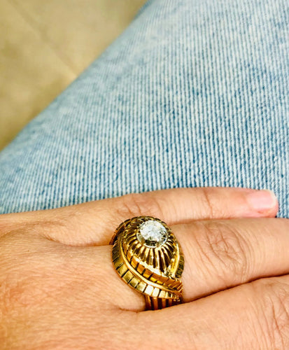 Bague 53 Bague tourbillon ancienne or jaune et diamant 58 Facettes