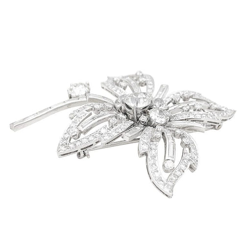 Broche Broche "Fleur" platine, or blanc, diamants. 58 Facettes 33787