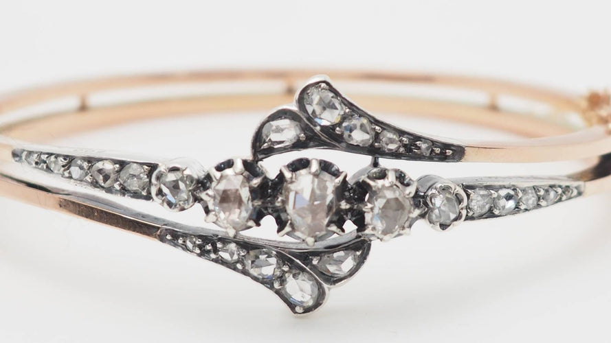 Bracelet Bracelet ancien du XIX ème siècle en or rose et argent serti de diamants 58 Facettes 32756