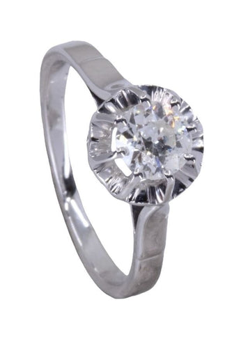 Bague 52 Solitaire or blanc diamant 0.55 carat 58 Facettes 058511