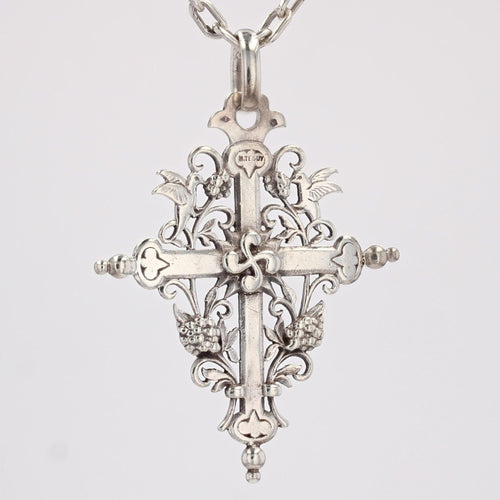 Collier Croix Basque ancienne argent et sa chaine 58 Facettes CVCO35