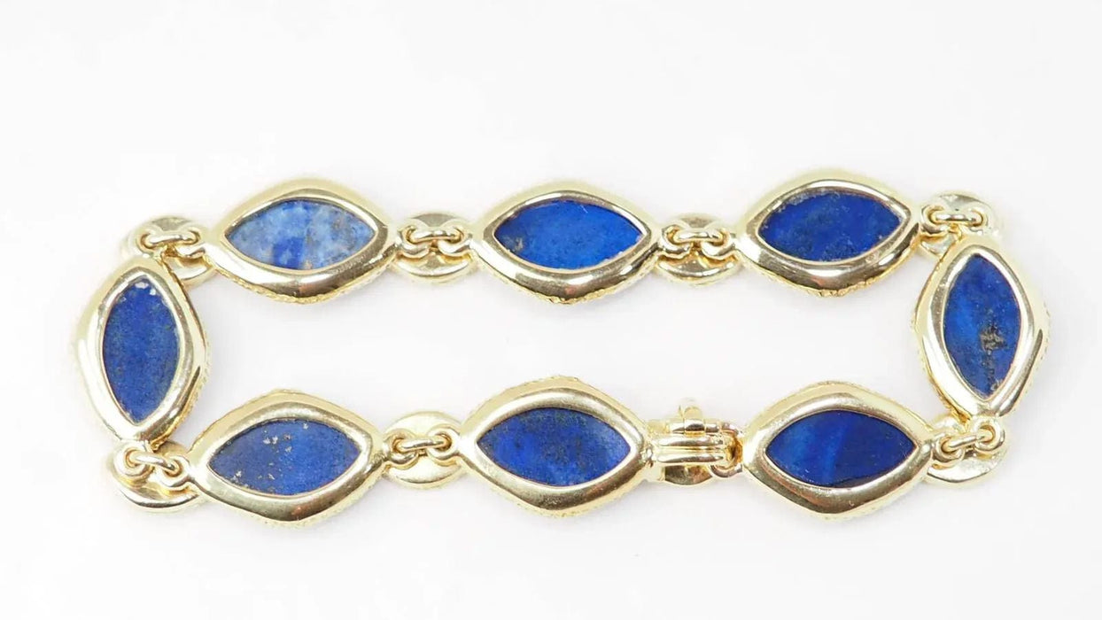 Bracelet Bracelet vintage en or jaune lapis lazuli et diamants 58 Facettes 32872