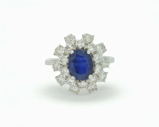 Bague Bague en or blanc avec saphir australien de 1,83 ct et diamants 58 Facettes 7420