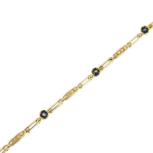 Geelgouden armband met segmenten, saffieren en diamanten 