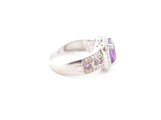Bague 55 bague MATY or blanc amethyste et diamants 58 Facettes 259030