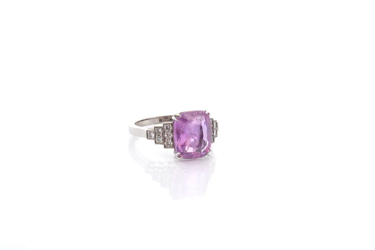Bague 53 Bague saphir rose de 5,08cts et diamants 58 Facettes 26545-26651