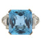 Bague 58.5 Bague en platine 950 avec aigue-marine de 18,47 ct et diamants 58 Facettes G3806