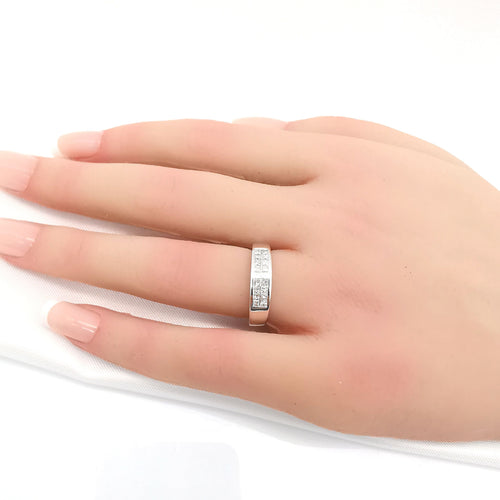 Bague 50 Alliance or blanc & diamants 58 Facettes