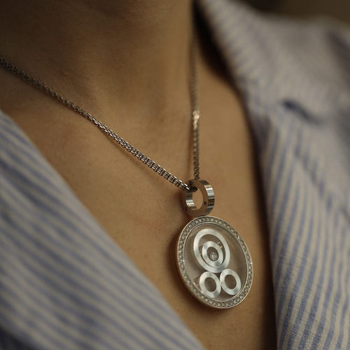 Collier CHOPARD - Chaine Pendentif Happy Spirit Or gris et Diamants 58 Facettes