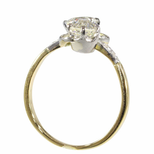 Bague 59 Romantic Antique Belle Époque Toi et Moi Ring with Diamonds and Rose-Cut Accents 58 Facettes 24263-0300