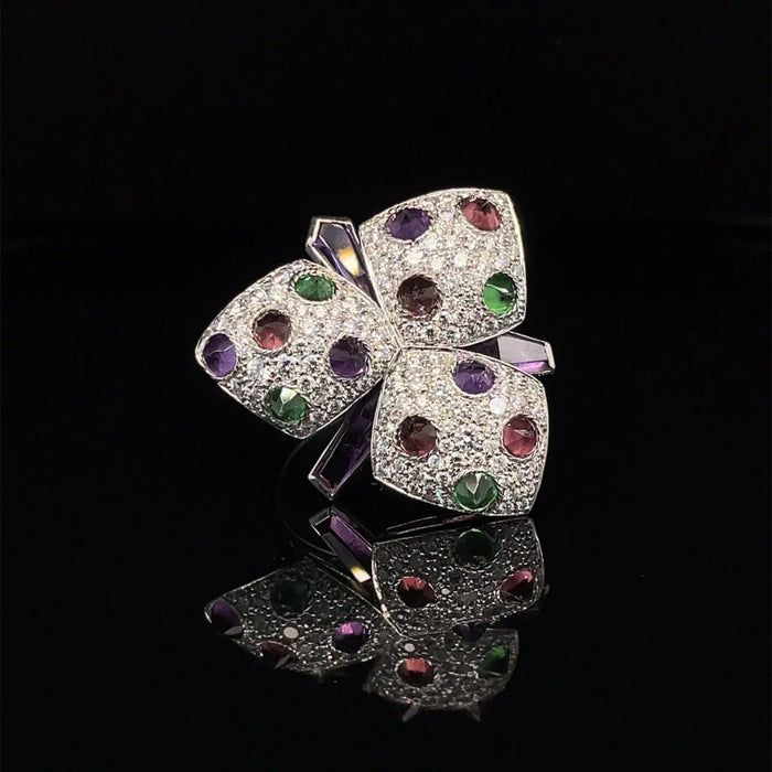 Bague 55 CARTIER - bague diamants et multi-gemmes Caresse d'Orchidées 58 Facettes