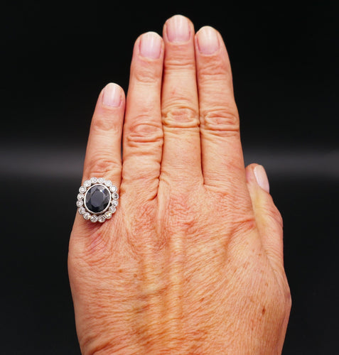 Ring Art Deco Platin Saphir-Diamanten