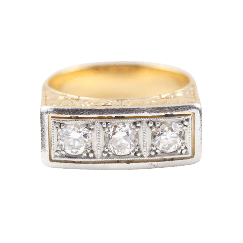 Anillo vintage oro amarillo, platino, diamantes talla antigua 58 Facettes 2335