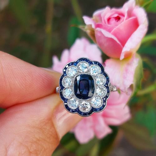 Pierścionek Art Deco z szafirem „Cérulea” 