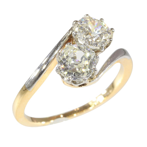 Bague 55 Héritage de l'amour : la bague de fiançailles vintage « Toi et Moi » 58 Facettes 15181-0103