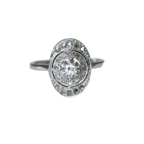 Bague 52 Bague Ovale Art Déco Diamants 58 Facettes
