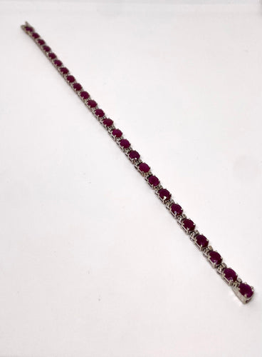 Bracelet Bracelet tennis or blanc rubis et diamants 58 Facettes