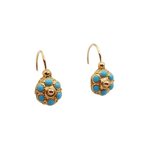 Boucles d'oreilles Boucles d’oreilles dormeuses fleur émail bleu en or 18k 58 Facettes A06471