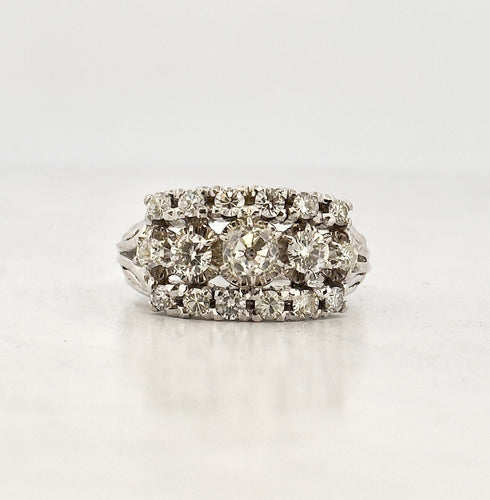 Bague Bague ancienne or blanc jarretière diamants 58 Facettes